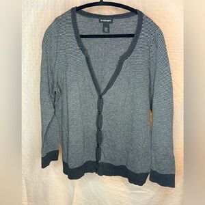 Lane Bryant Charcoal Striped Knit Cardigan